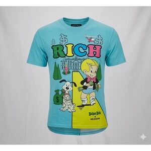 Reason Richie Rich "Baller" Graphic Print Blue Men's T-Shirt.  Size L